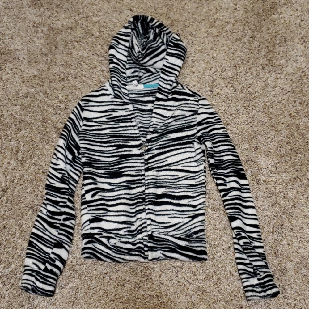 Girls small zebra zip up hoodie